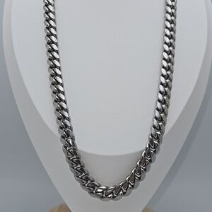 Stainless Steel Cuban Link Necklace 23''